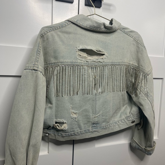 Blue Jean Women's Distressed Light Blue Denim Jacket - Picture 2 of 3